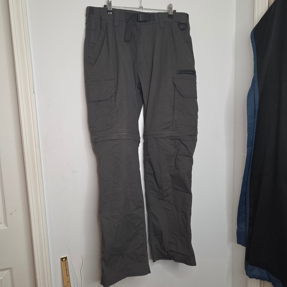 BC Clothing Mens Convertible‎ Cargo Hiking Pants Gray Zip Off Shorts